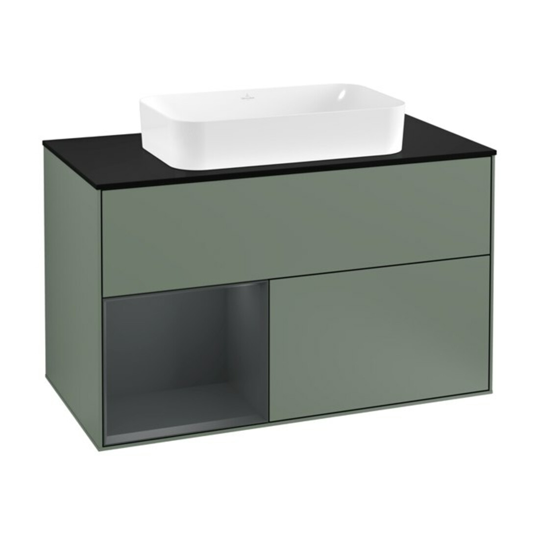 V&B Waschtischunterschrank Abdeckplatte bla m Finion 100x60,3cm, Rg l md b m Lac, Oli. m Lac