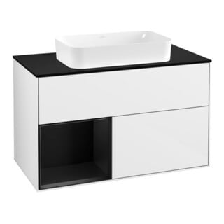 V&B Waschtischunterschrank Abdeckplatte bla m Finion 100x60,3cm, Rg li bla m Lac, glo wh. Lac