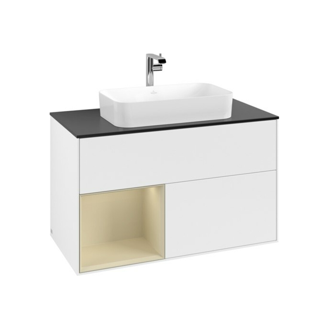 V&B Waschtischunterschrank Abdeckplatte bla m Finion 100x60,3cm, Rg li si Gr m Lac, wh. m Lac