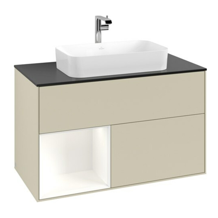 V&B Waschtischunterschrank Abdeckplatte bla m Finion 100x60,3cm, Rg li wh. m Lac, si Gr m Lac