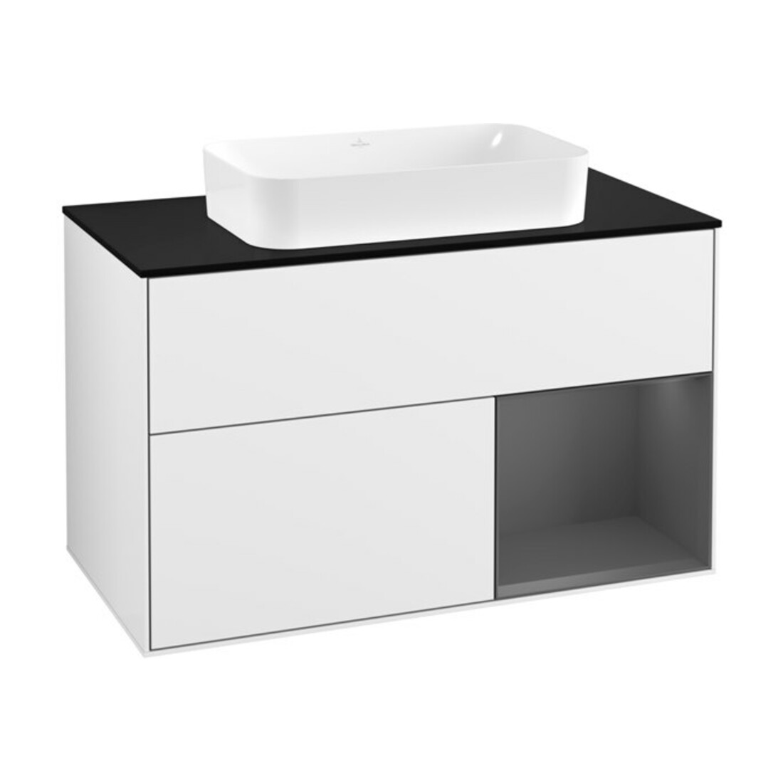 V&B Waschtischunterschrank Abdeckplatte bla m Finion 100x60,3cm, Rg r Anthrac. m, glo wh. Lac