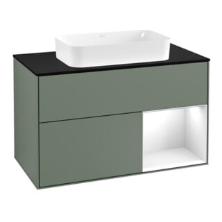 V&B Waschtischunterschrank Abdeckplatte bla m Finion 100x60,3cm, Rg r glo wh. Lac, Oli. m Lac