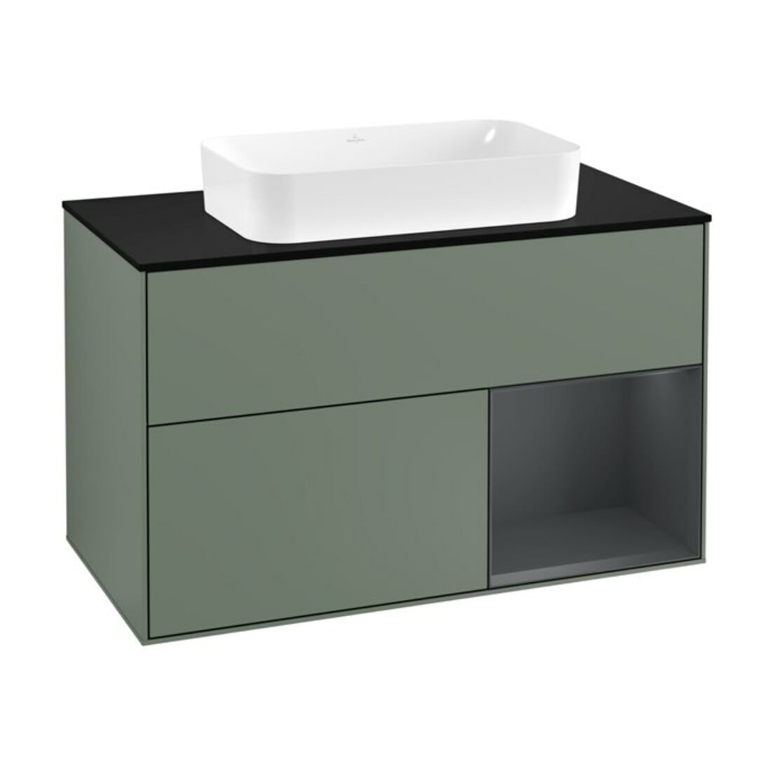 V&B Waschtischunterschrank Abdeckplatte bla m Finion 100x60,3cm, Rg r md b m Lac, Oli. m Lac