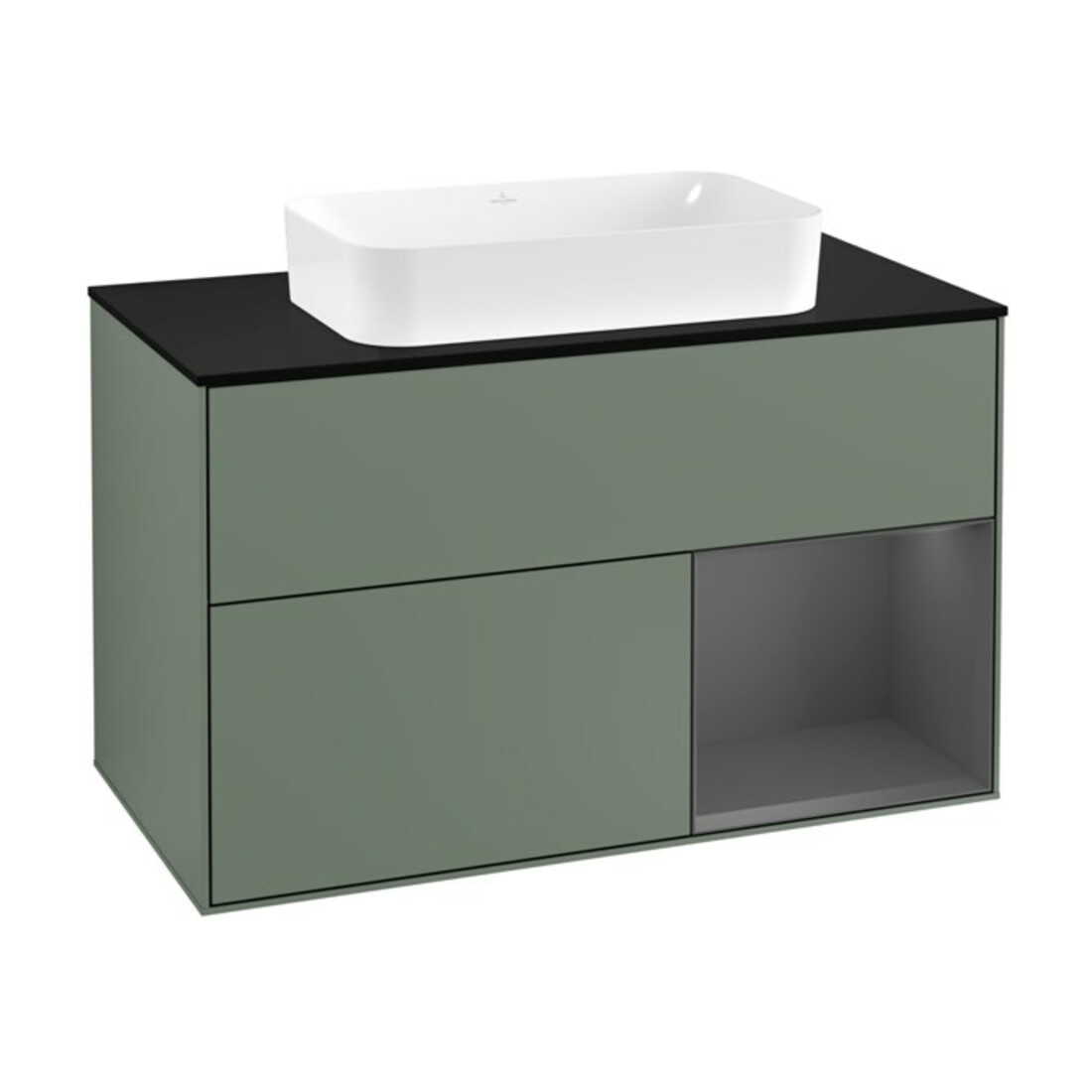 V&B Waschtischunterschrank Abdeckplatte bla m Finion 100x60,3cm, Rg re Anthrac. m, Oli. m Lac