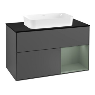 V&B Waschtischunterschrank Abdeckplatte bla m Finion 100x60,3cm, Rg re Oli. m Lac, Anthrac. m