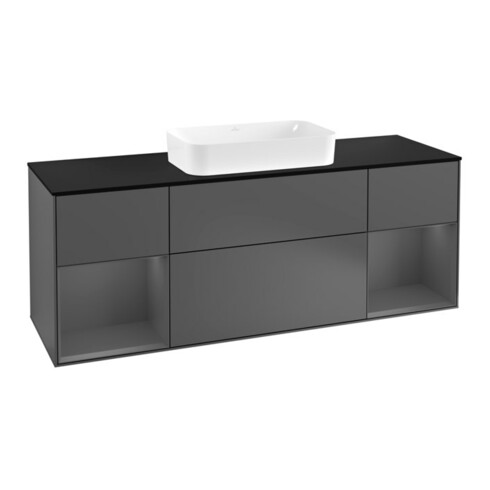 V&B Waschtischunterschrank Abdeckplatte bla m Finion 160x60cm, Reg Anthrac. m Lac, Anthrac. m