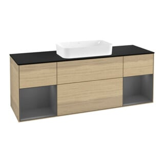 V&B Waschtischunterschrank Abdeckplatte bla m Finion 160x60cm, Reg Anthrac. m Lac, Oak Veneer