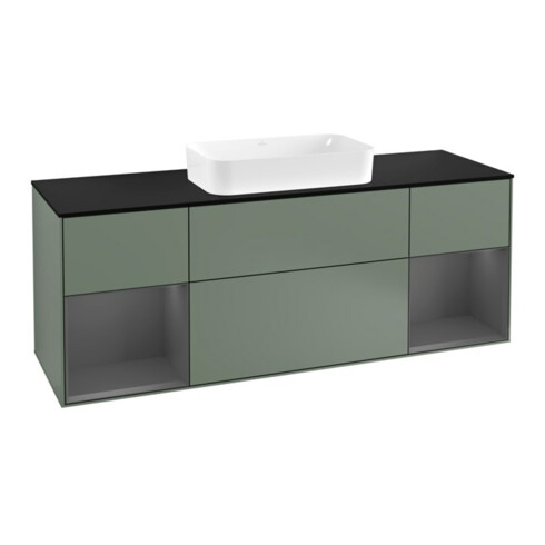 V&B Waschtischunterschrank Abdeckplatte bla m Finion 160x60cm, Reg Anthrac. m Lac, Oli. m Lac