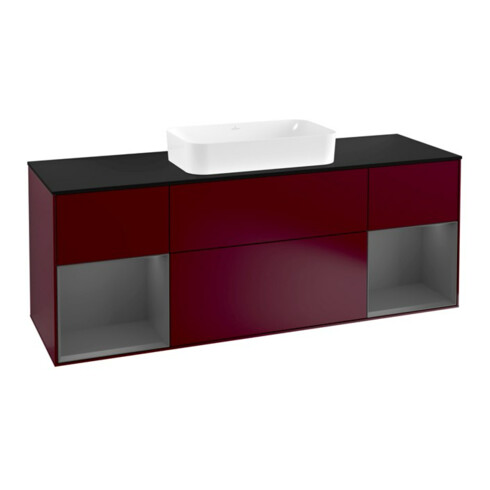 V&B Waschtischunterschrank Abdeckplatte bla m Finion 160x60cm, Reg Anthrac. m Lac, Peony Matt