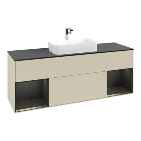 V&B Waschtischunterschrank Abdeckplatte bla m Finion 160x60cm, Reg bla m Lac, si Gr m Lacquer