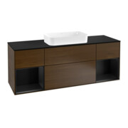 V&B Waschtischunterschrank Abdeckplatte bla m Finion 160x60cm, Reg bla m Lac, Walnut veneer
