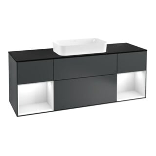 V&B Waschtischunterschrank Abdeckplatte bla m Finion 160x60cm, Reg glo wh. Lac, md bl. m Lac