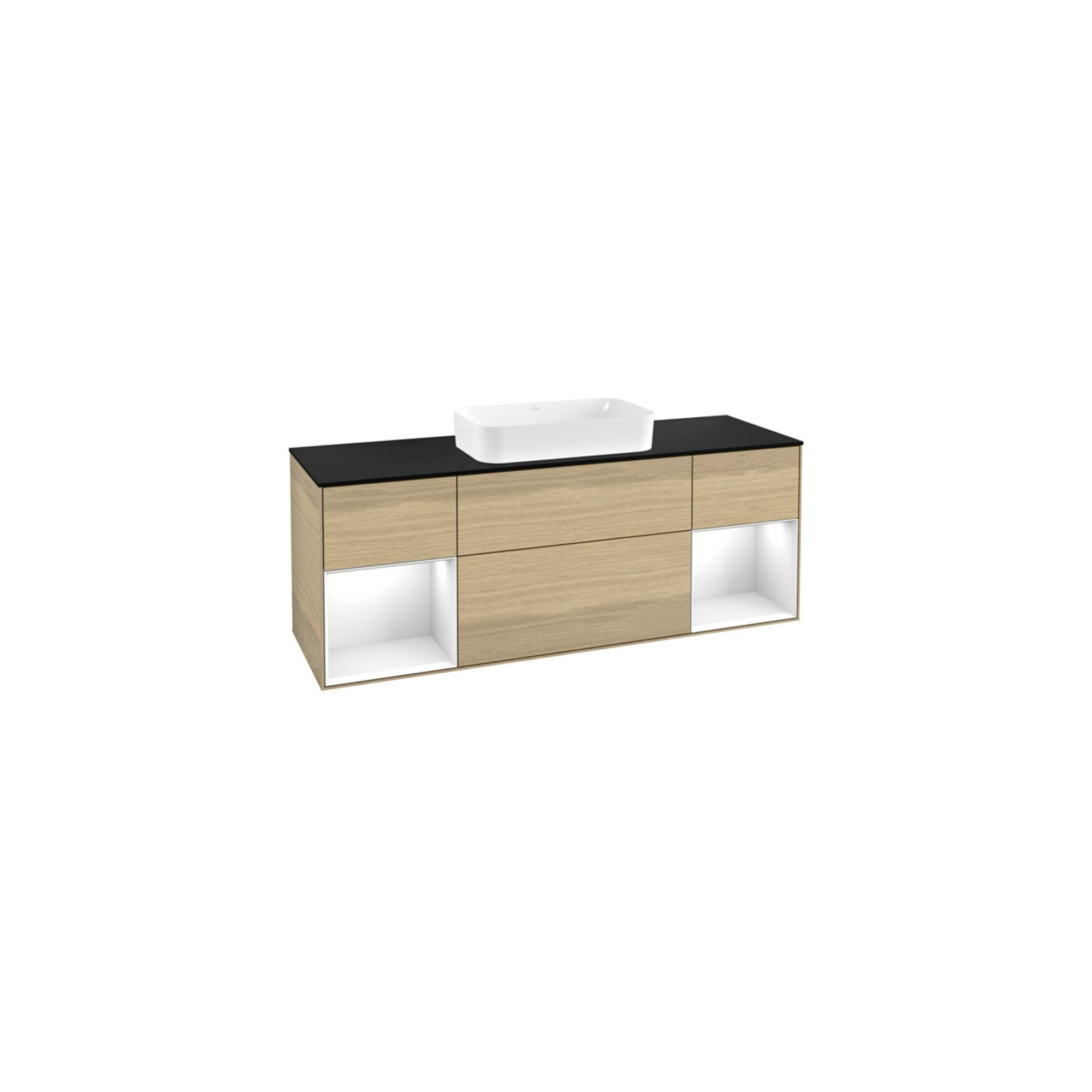 V&B Waschtischunterschrank Abdeckplatte bla m Finion 160x60cm, Reg glo wh. Lac, Oak Veneer ; Villeroy & Boch