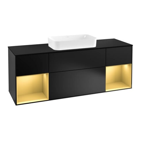 V&B Waschtischunterschrank Abdeckplatte bla m Finion 160x60cm, Reg gol m Lac, bla m lacquer