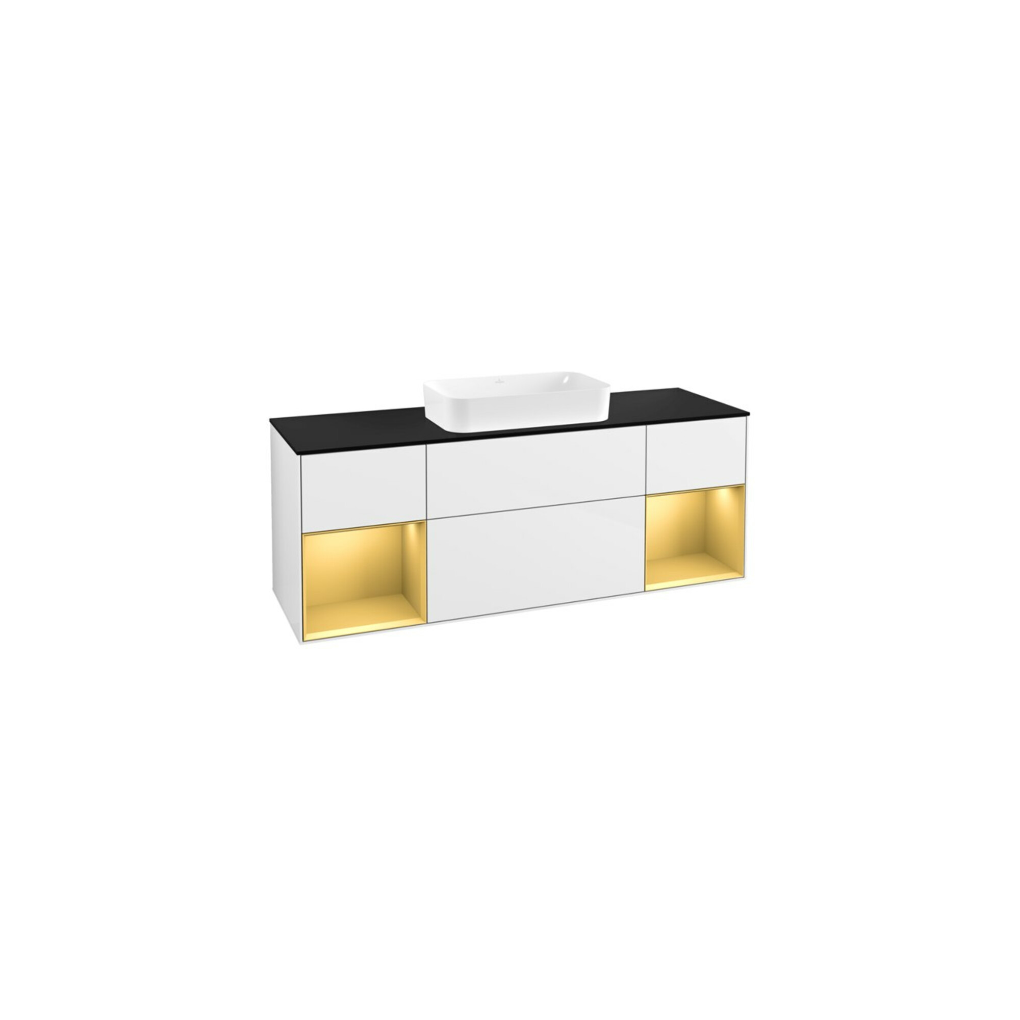 V&B Waschtischunterschrank Abdeckplatte bla m Finion 160x60cm, Reg gol m Lac, glo wh. lacquer ; Villeroy & Boch