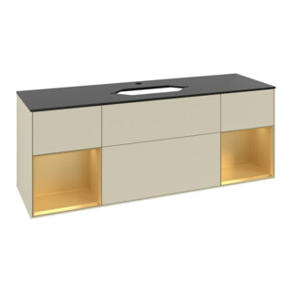 V&B Waschtischunterschrank Abdeckplatte bla m Finion 160x60cm, Reg gol m Lac, si Gr m Lacquer