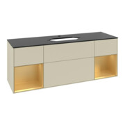 V&B Waschtischunterschrank Abdeckplatte bla m Finion 160x60cm, Reg gol m Lac, si Gr m Lacquer