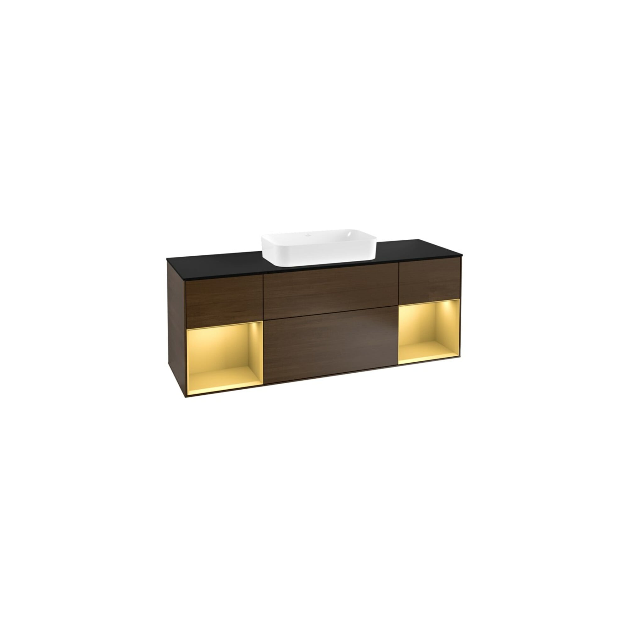 V&B Waschtischunterschrank Abdeckplatte bla m Finion 160x60cm, Reg gol m Lac, Walnut veneer ; Villeroy & Boch