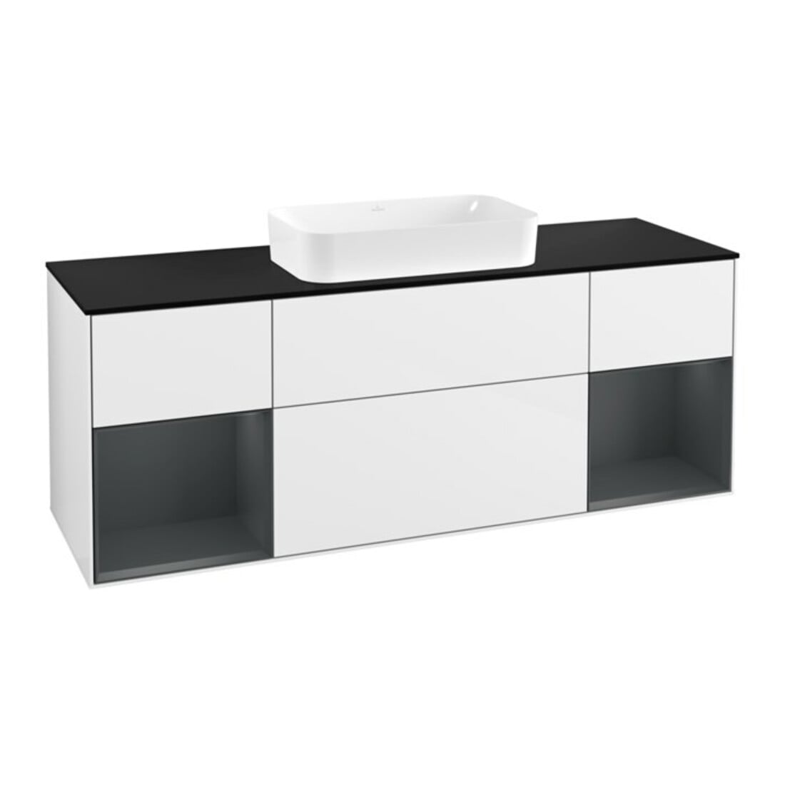 V&B Waschtischunterschrank Abdeckplatte bla m Finion 160x60cm, Reg md m Lac, glo wh. lacquer