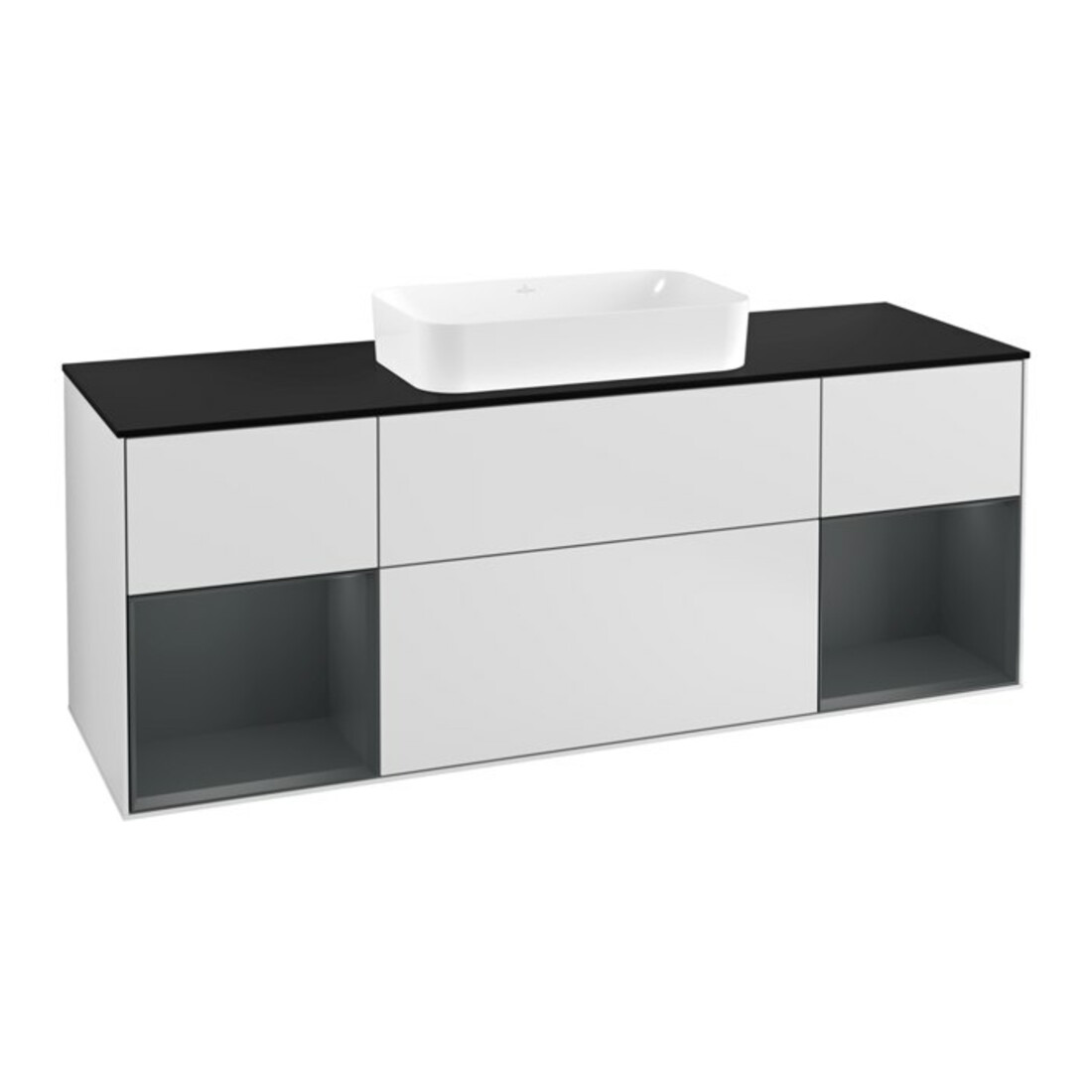 V&B Waschtischunterschrank Abdeckplatte bla m Finion 160x60cm, Reg md m Lac, wh. matt lacquer