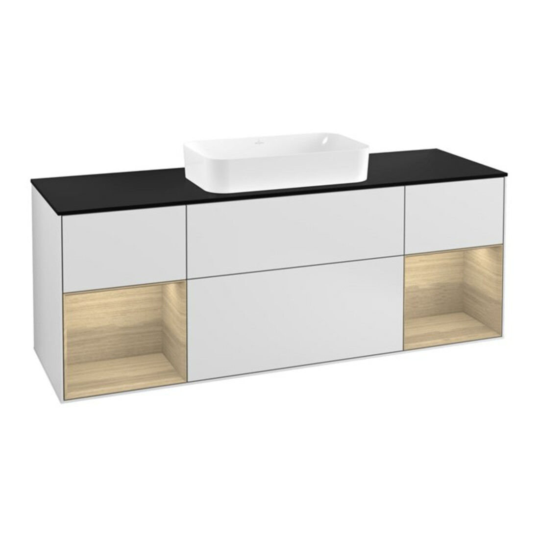 V&B Waschtischunterschrank Abdeckplatte bla m Finion 160x60cm, Reg Oa ven, White matt lacquer