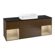 V&B Waschtischunterschrank Abdeckplatte bla m Finion 160x60cm, Reg Oak Veneer, Walnut veneer