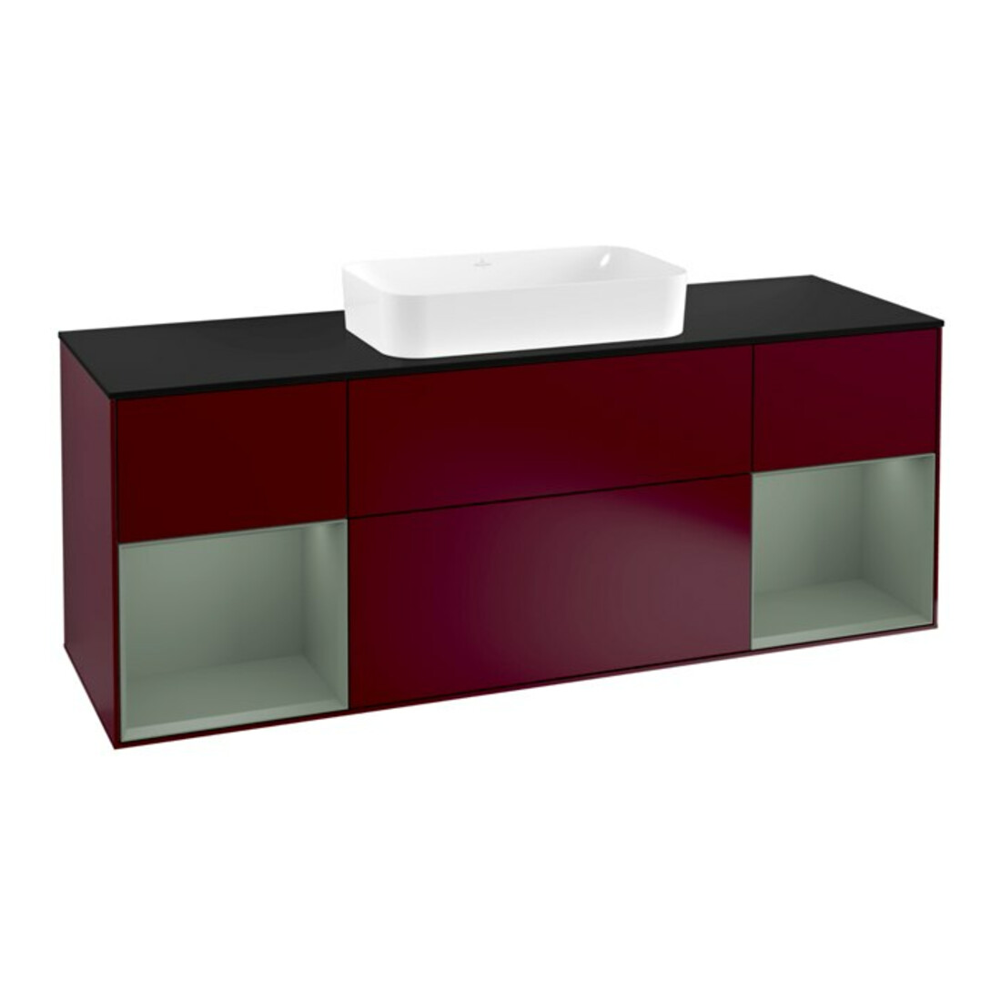 V&B Waschtischunterschrank Abdeckplatte bla m Finion 160x60cm, Reg Oli. m lacquer, Peony Matt