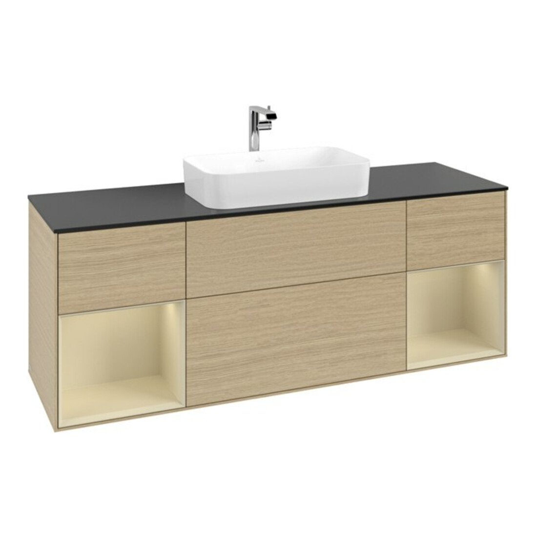 V&B Waschtischunterschrank Abdeckplatte bla m Finion 160x60cm, Reg si Gr m Lac, Oak Veneer