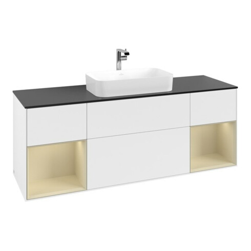 V&B Waschtischunterschrank Abdeckplatte bla m Finion 160x60cm, Reg si Gr m Lac, wh. m lacquer