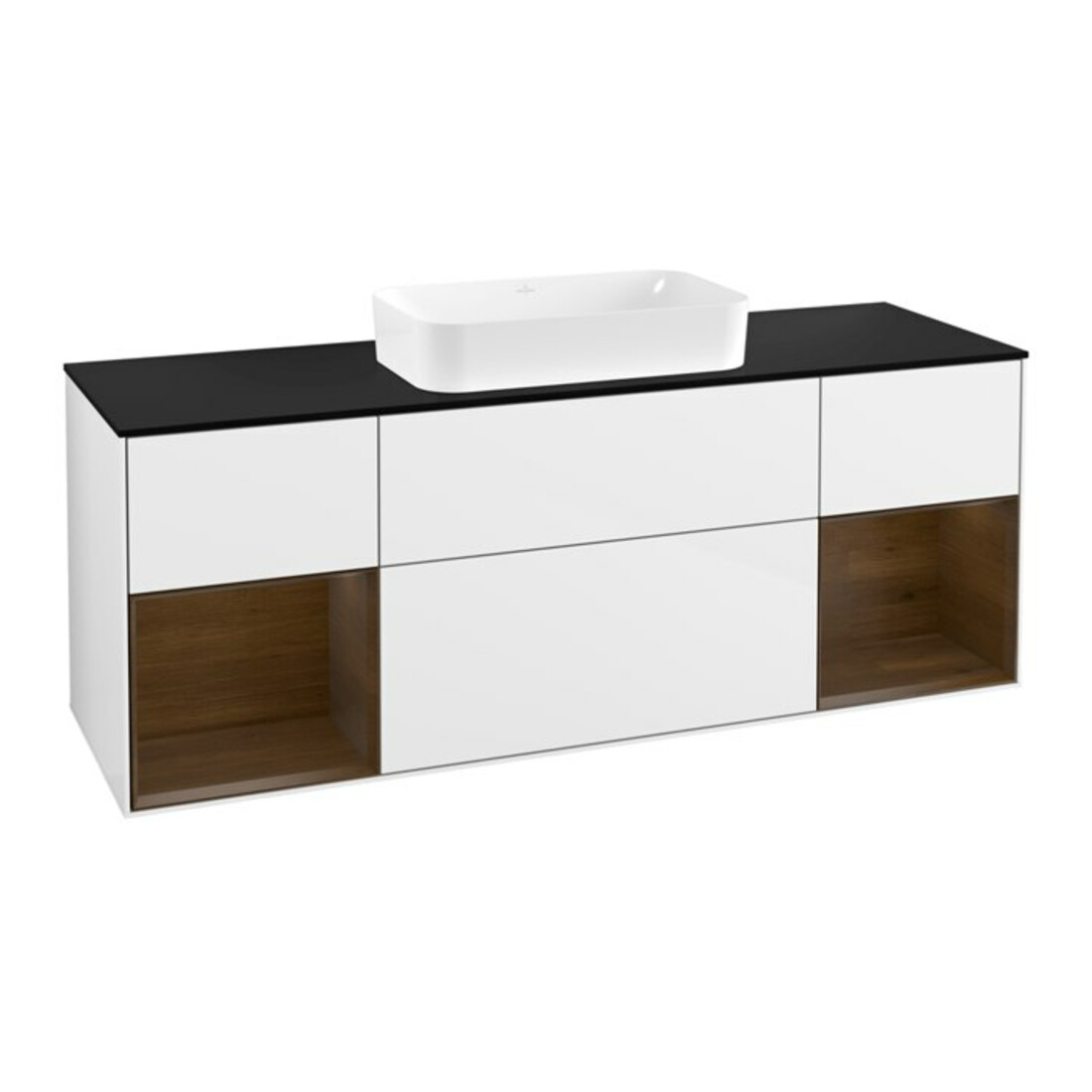 V&B Waschtischunterschrank Abdeckplatte bla m Finion 160x60cm, Reg wal ven, glo white lacquer