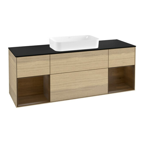 V&B Waschtischunterschrank Abdeckplatte bla m Finion 160x60cm, Reg Walnut Veneer, Oak Veneer