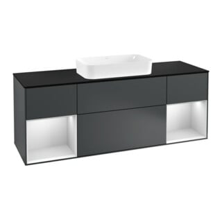 V&B Waschtischunterschrank Abdeckplatte bla m Finion 160x60cm, Reg wh. m Lac, md bl. m Lac