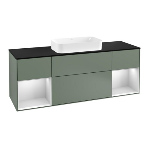 V&B Waschtischunterschrank Abdeckplatte bla m Finion 160x60cm, Reg wh. m Lac, Oli. m Lacquer