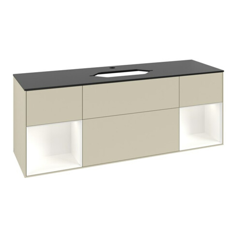 V&B Waschtischunterschrank Abdeckplatte bla m Finion 160x60cm, Reg wh. m Lac, si Gr m Lacquer