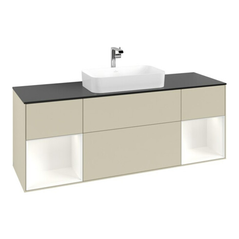 V&B Waschtischunterschrank Abdeckplatte bla m Finion 160x60cm, Reg wh. m Lac, si Gr m Lacquer