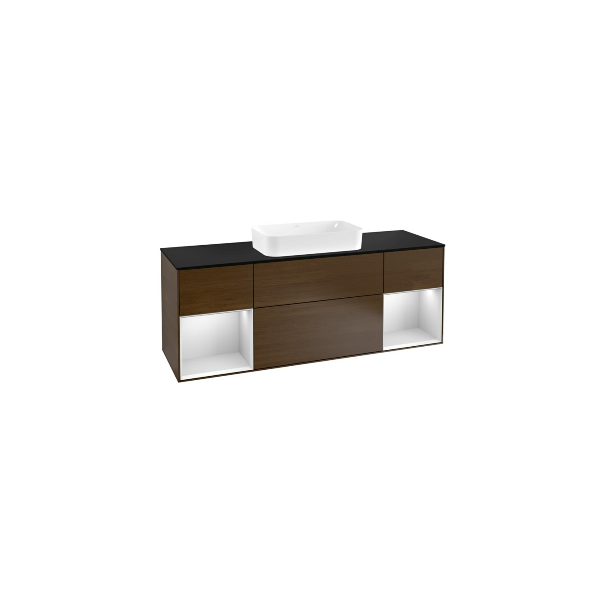 V&B Waschtischunterschrank Abdeckplatte bla m Finion 160x60cm, Reg wh. m Lac, Walnut veneer ; Villeroy & Boch
