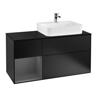 V&B Waschtischunterschrank Abdeckplatte Gl. bla m Finion 120cm, Reg li Anthrac. m, bla m lacquer
