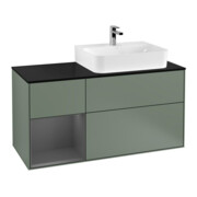 V&B Waschtischunterschrank Abdeckplatte Gl. bla m Finion 120cm, Reg li Anthrac. m, Oli. m Lacquer