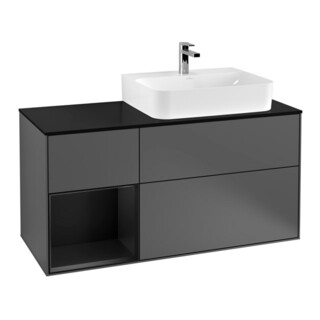 V&B Waschtischunterschrank Abdeckplatte Gl. bla m Finion 120cm, Reg li bla m Lac, Anthracite matt