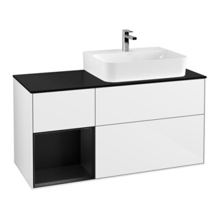 V&B Waschtischunterschrank Abdeckplatte Gl. bla m Finion 120cm, Reg li bla m Lac, glo wh. lacquer
