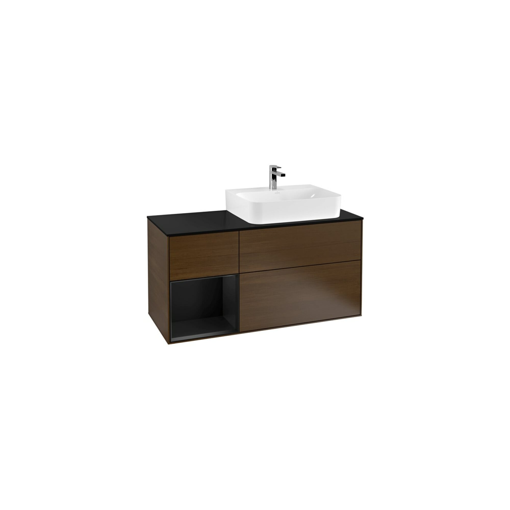 V&B Waschtischunterschrank Abdeckplatte Gl. bla m Finion 120cm, Reg li bla m Lac, Walnut veneer ; Villeroy & Boch
