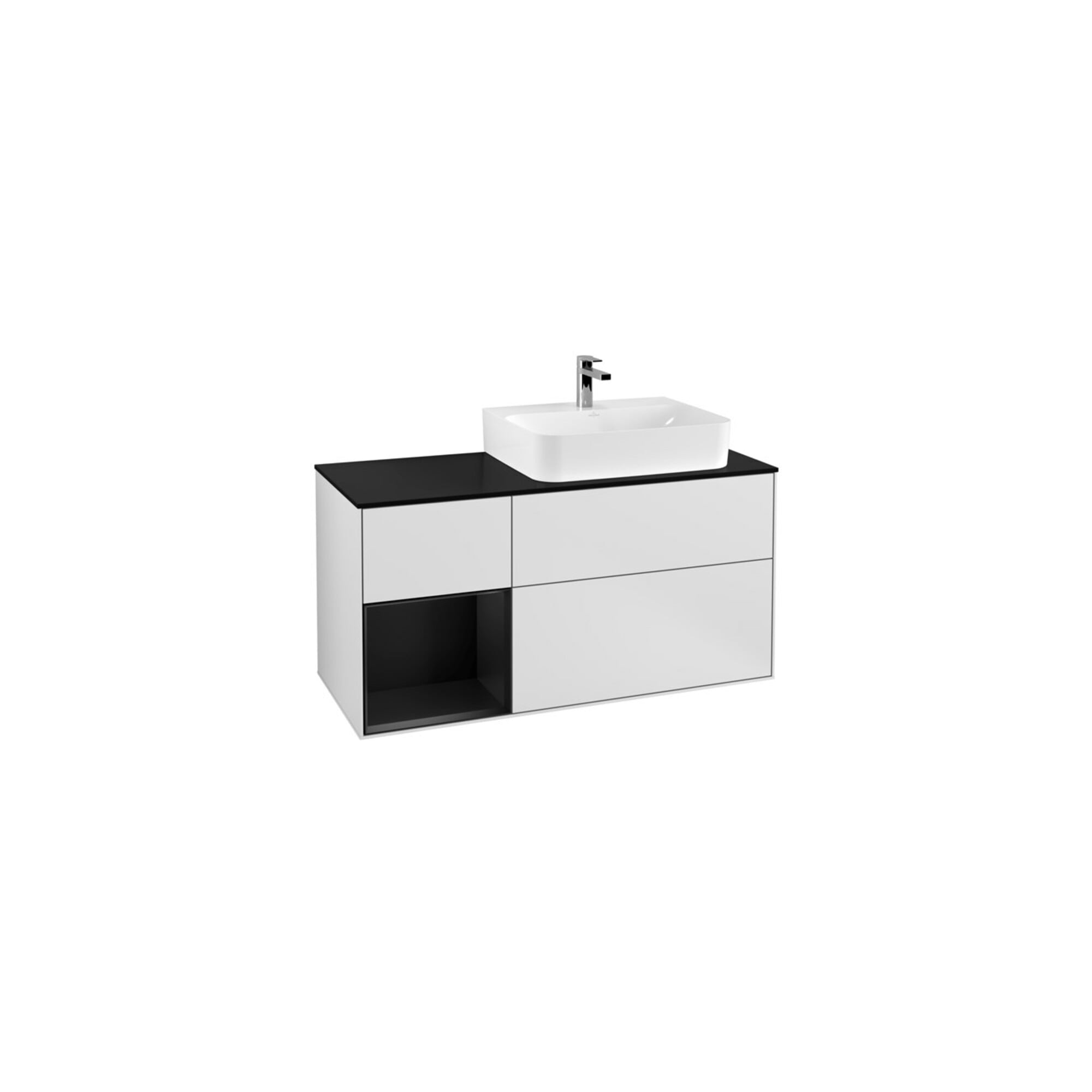 V&B Waschtischunterschrank Abdeckplatte Gl. bla m Finion 120cm, Reg li bla m Lac, wh. m lacquer ; Villeroy & Boch