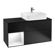 V&B Waschtischunterschrank Abdeckplatte Gl. bla m Finion 120cm, Reg li glo wh. Lac, bla m lacquer