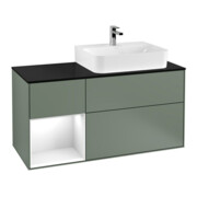 V&B Waschtischunterschrank Abdeckplatte Gl. bla m Finion 120cm, Reg li glo wh. Lac, Oli. m Lac