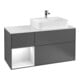 V&B Waschtischunterschrank Abdeckplatte Gl. bla m Finion 120cm, Reg li glo wh. Lac, si Gr m Lac