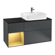 V&B Waschtischunterschrank Abdeckplatte Gl. bla m Finion 120cm, Reg li gol m, md bl. Matt Lacquer