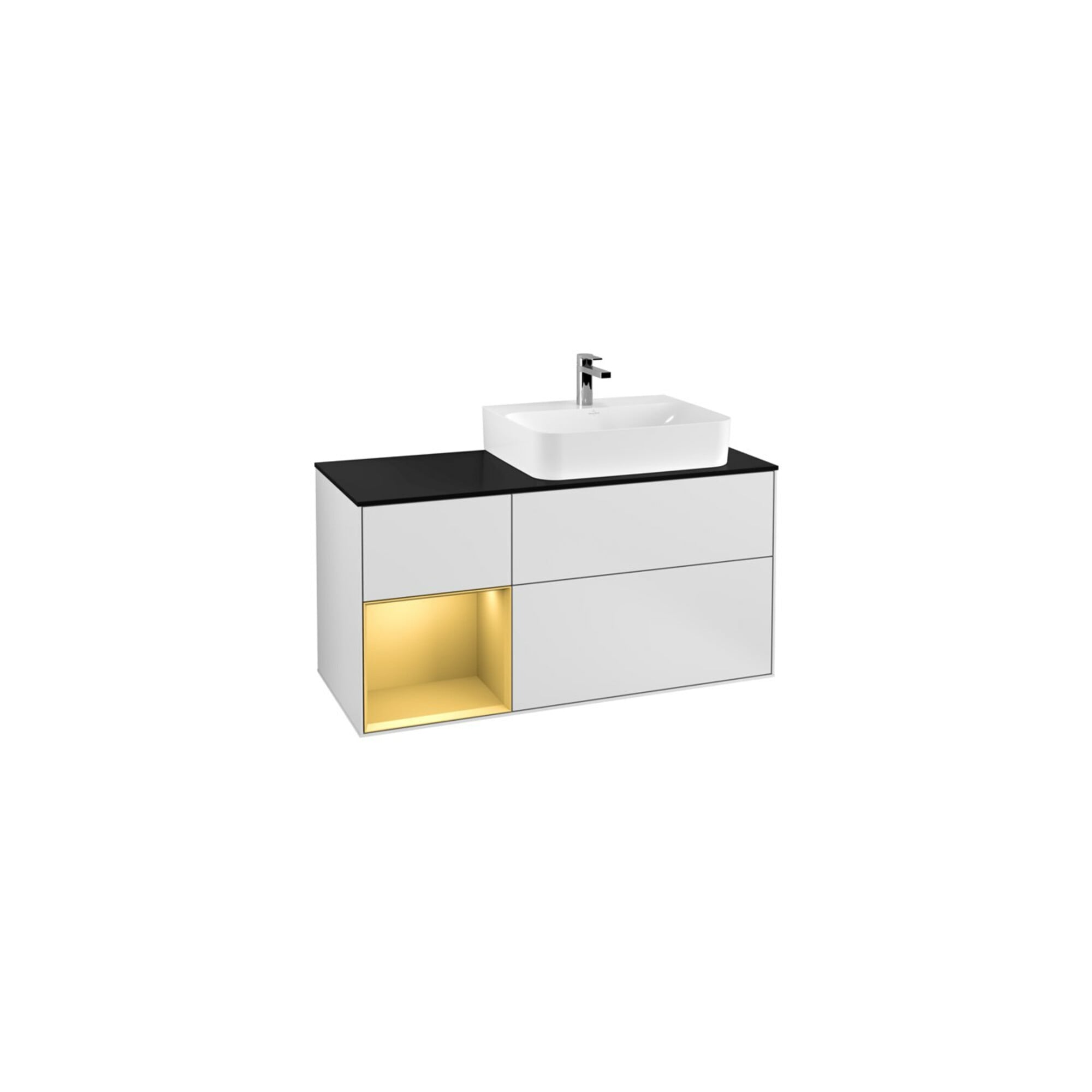 V&B Waschtischunterschrank Abdeckplatte Gl. bla m Finion 120cm, Reg li gol m, White matt lacquer ; Villeroy & Boch