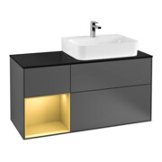 V&B Waschtischunterschrank Abdeckplatte Gl. bla m Finion 120cm, Reg li Gold matt, Anthracite matt
