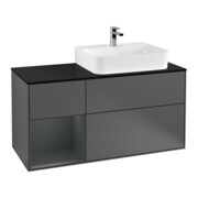 V&B Waschtischunterschrank Abdeckplatte Gl. bla m Finion 120cm, Reg li md bl. m Lac, Anthrac. m
