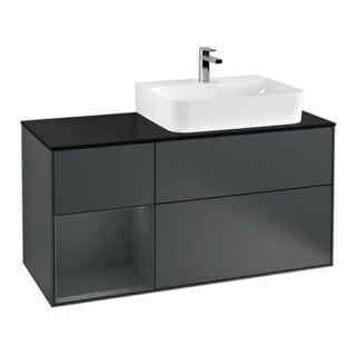 V&B Waschtischunterschrank Abdeckplatte Gl. bla m Finion 120cm, Reg li md bl. m Lac, md bl. m Lac
